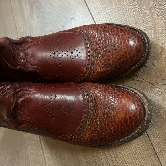 Tony Lama Cowboy Boots Brown Leather Western Made in USA Womens Size 6 - Picture 3 of 11